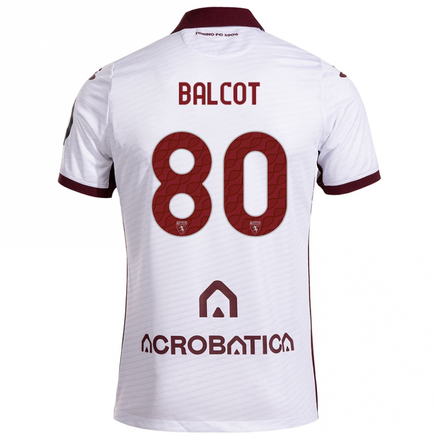 Kinder Fußball Côme Bianay Balcot #80 Weiß Kastanienbraun Auswärtstrikot Trikot 2024/25 T-Shirt Luxemburg