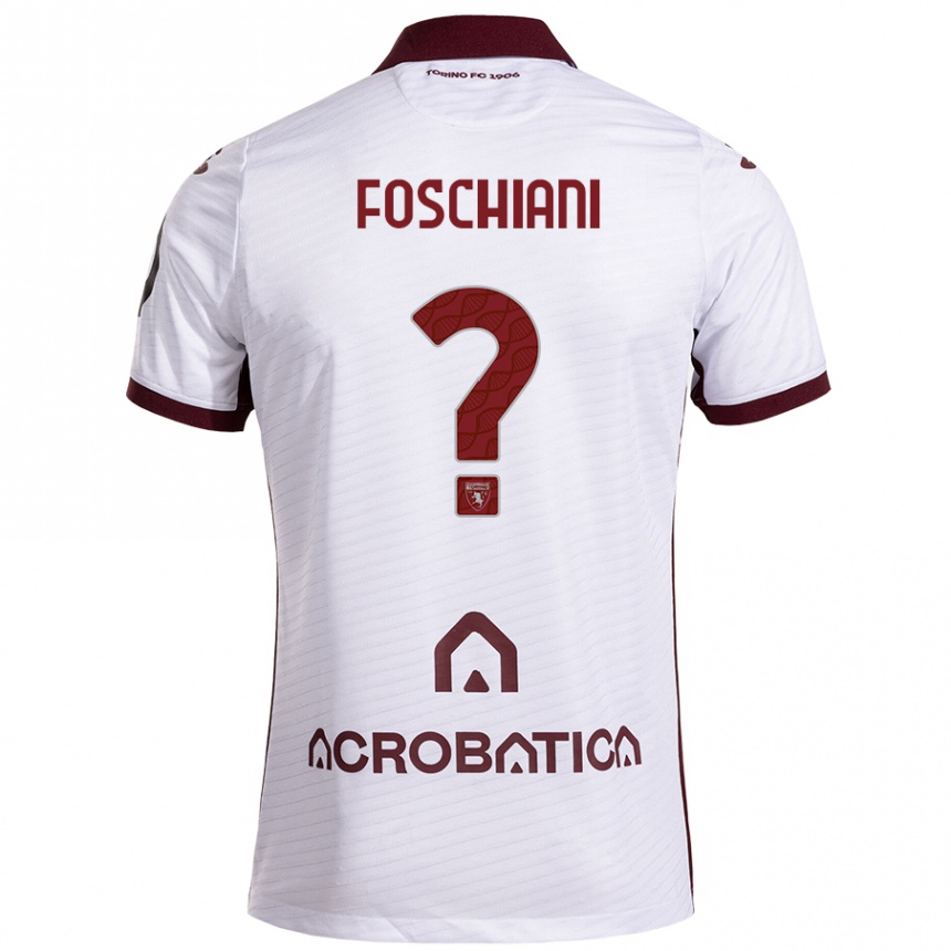 Kinder Fußball Francesco Foschiani #0 Weiß Kastanienbraun Auswärtstrikot Trikot 2024/25 T-Shirt Luxemburg