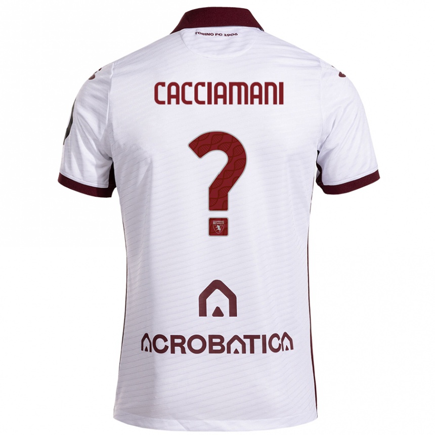 Kinder Fußball Alessio Cacciamani #0 Weiß Kastanienbraun Auswärtstrikot Trikot 2024/25 T-Shirt Luxemburg