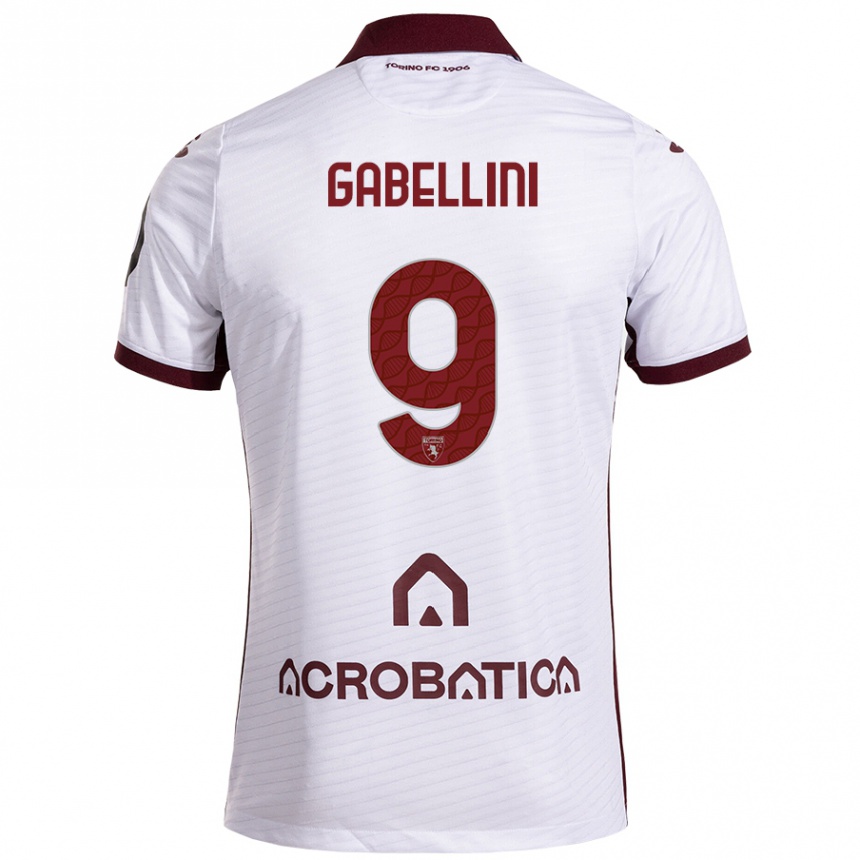 Kinder Fußball Tommaso Gabellini #9 Weiß Kastanienbraun Auswärtstrikot Trikot 2024/25 T-Shirt Luxemburg