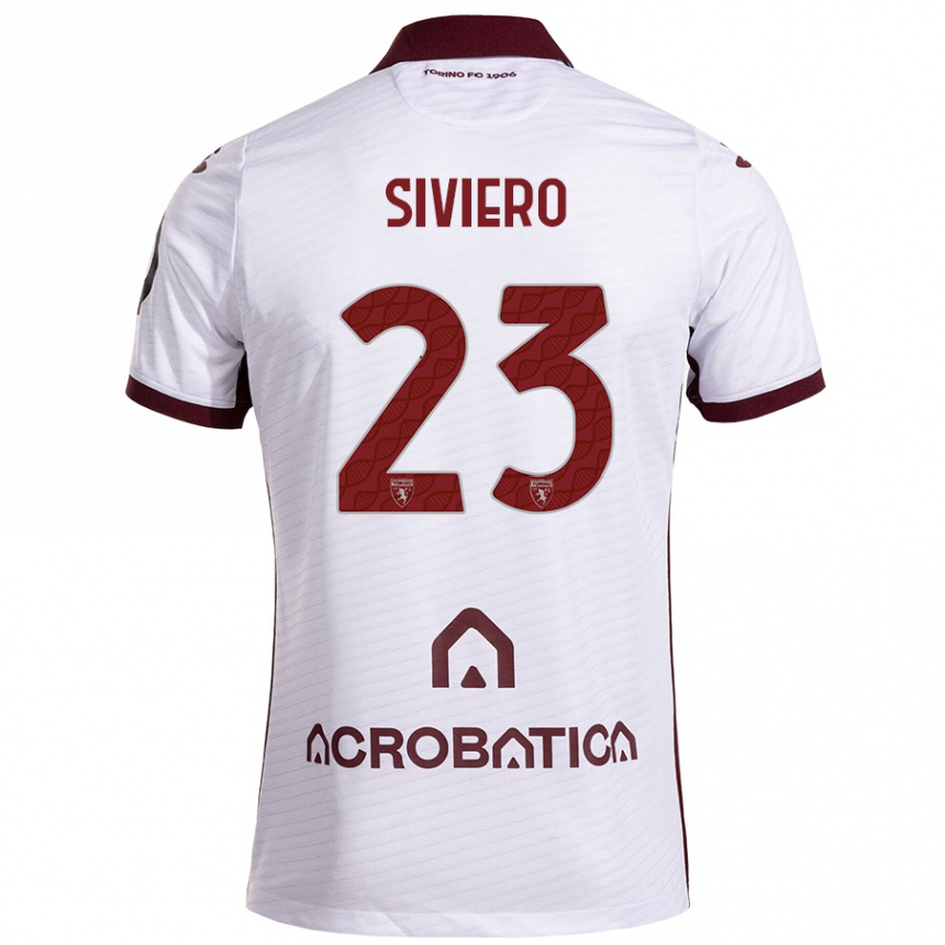 Kinder Fußball Lapo Siviero #23 Weiß Kastanienbraun Auswärtstrikot Trikot 2024/25 T-Shirt Luxemburg