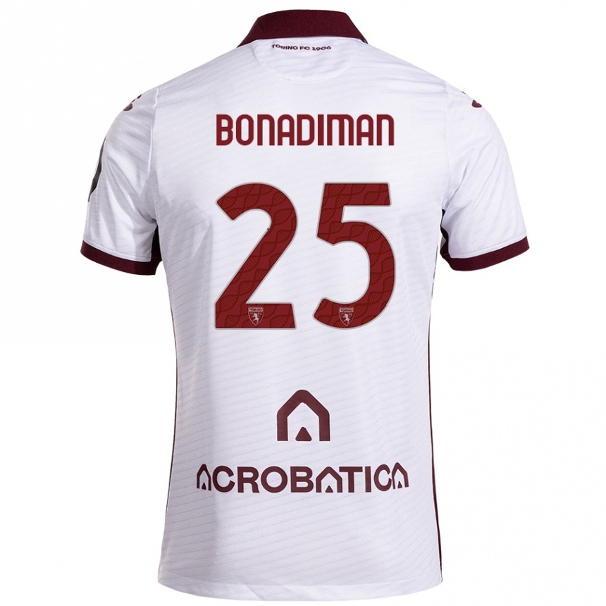 Kinder Fußball Matteo Bonadiman #25 Weiß Kastanienbraun Auswärtstrikot Trikot 2024/25 T-Shirt Luxemburg