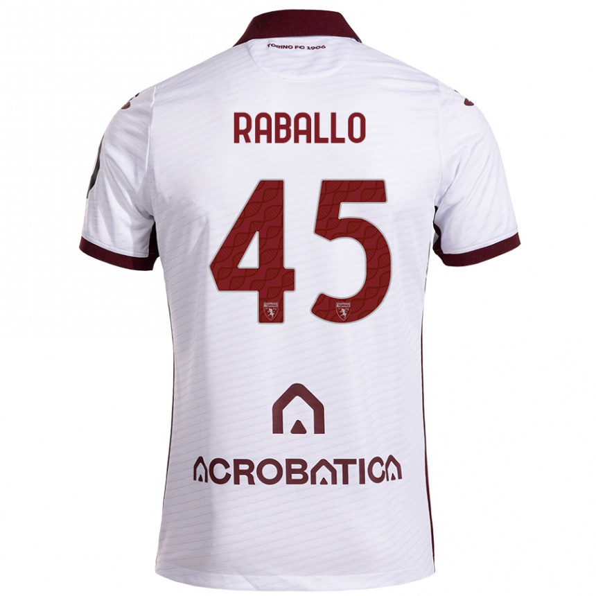 Kinder Fußball Alessio Raballo #45 Weiß Kastanienbraun Auswärtstrikot Trikot 2024/25 T-Shirt Luxemburg