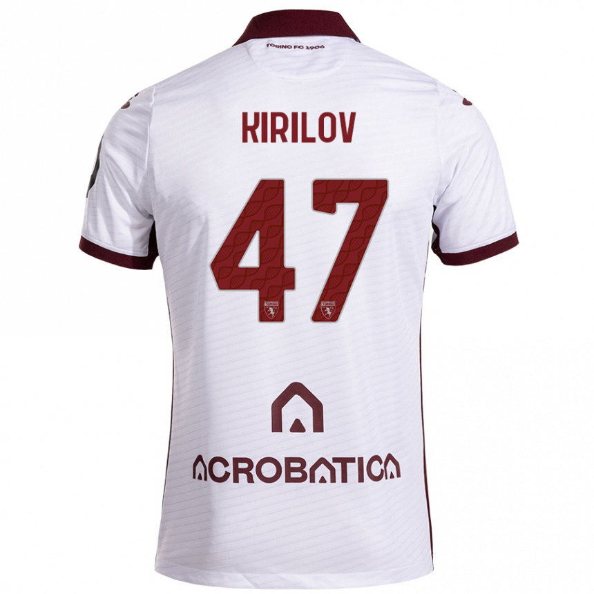 Kinder Fußball Martin Kirilov #47 Weiß Kastanienbraun Auswärtstrikot Trikot 2024/25 T-Shirt Luxemburg