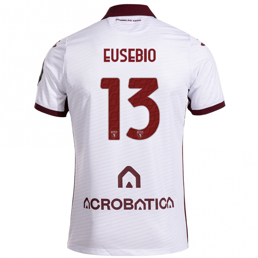 Kinder Fußball Chiara Eusebio #13 Weiß Kastanienbraun Auswärtstrikot Trikot 2024/25 T-Shirt Luxemburg