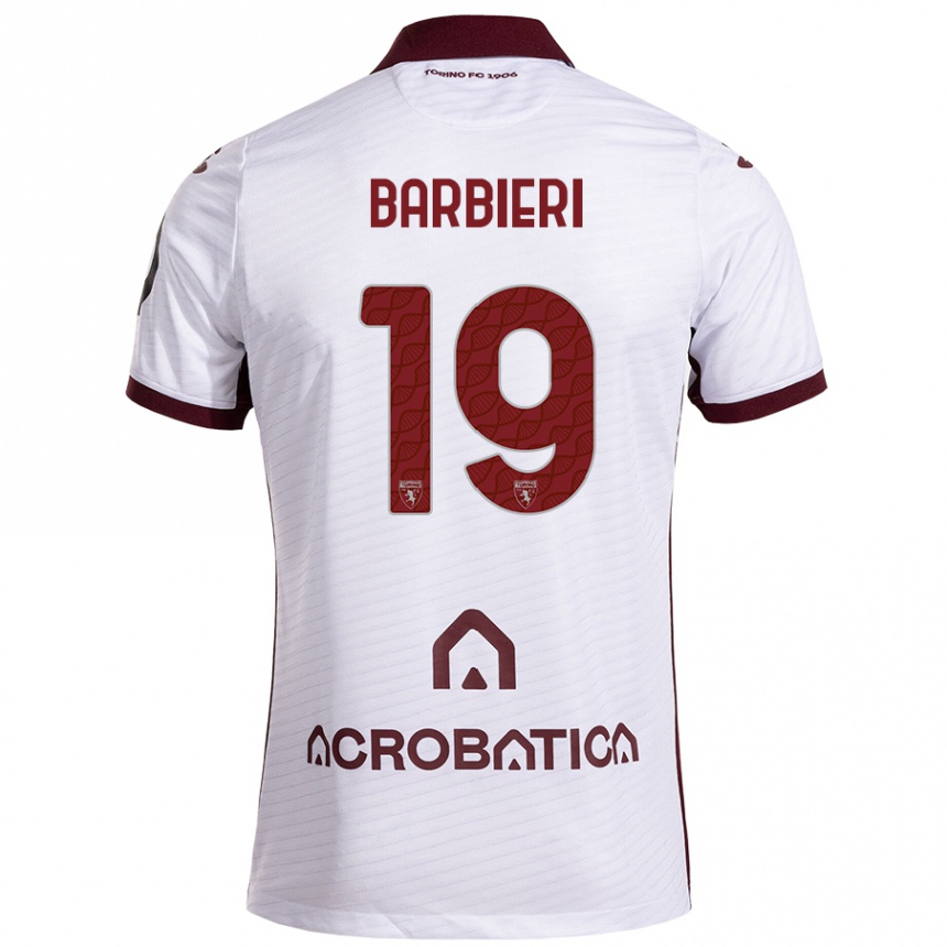 Kinder Fußball Raffaella Barbieri #19 Weiß Kastanienbraun Auswärtstrikot Trikot 2024/25 T-Shirt Luxemburg