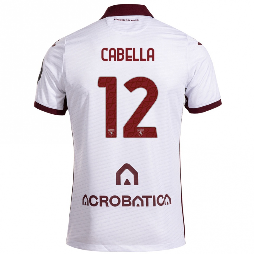 Kinder Fußball Matteo Cabella #12 Weiß Kastanienbraun Auswärtstrikot Trikot 2024/25 T-Shirt Luxemburg