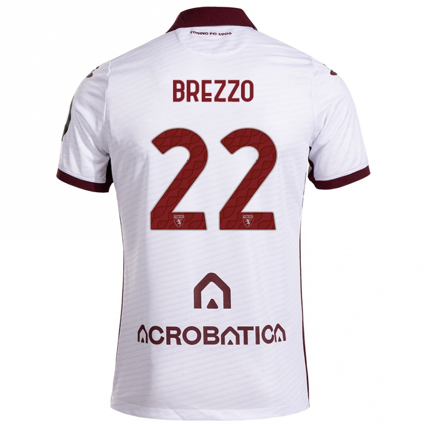 Kinder Fußball Matteo Brezzo #22 Weiß Kastanienbraun Auswärtstrikot Trikot 2024/25 T-Shirt Luxemburg