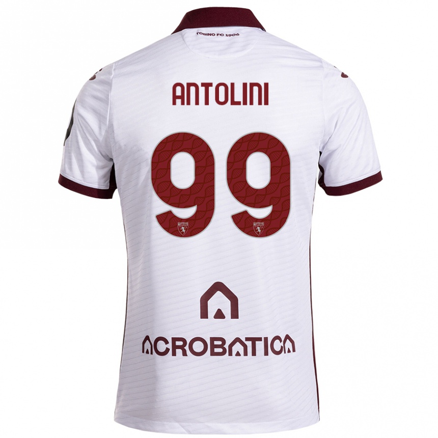 Kinder Fußball Jacopo Antolini #99 Weiß Kastanienbraun Auswärtstrikot Trikot 2024/25 T-Shirt Luxemburg