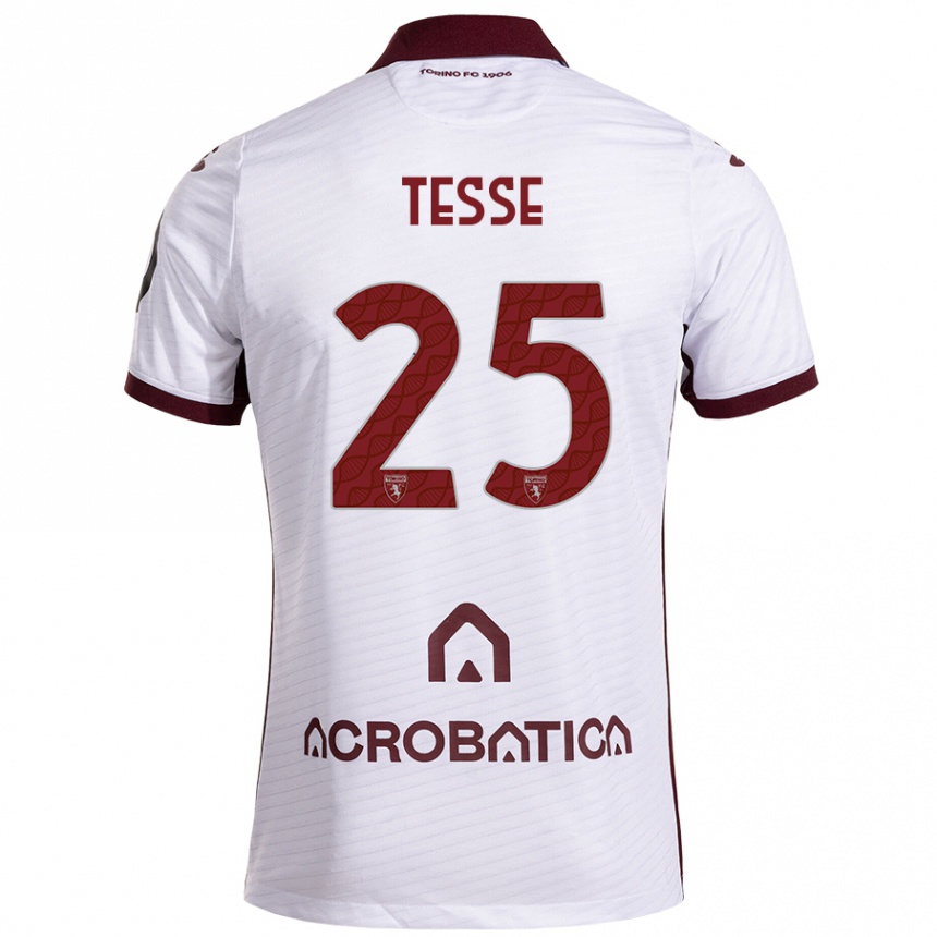 Kinder Fußball Manuela Tesse #25 Weiß Kastanienbraun Auswärtstrikot Trikot 2024/25 T-Shirt Luxemburg