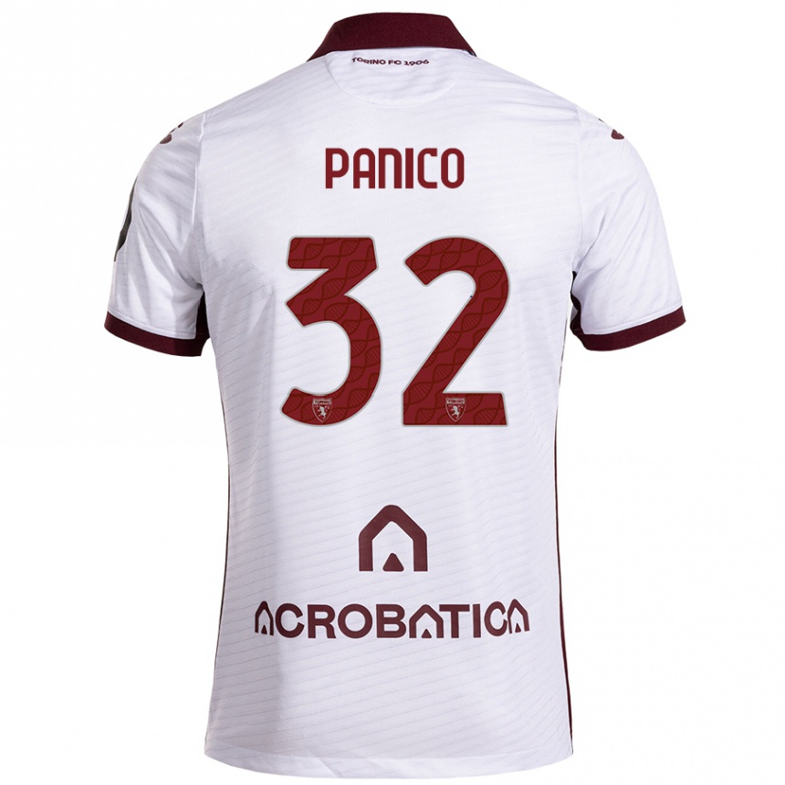 Kinder Fußball Patrizia Panico #32 Weiß Kastanienbraun Auswärtstrikot Trikot 2024/25 T-Shirt Luxemburg