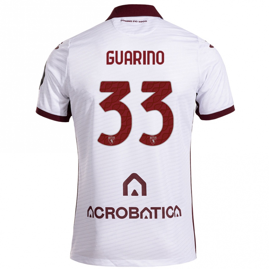 Kinder Fußball Rita Guarino #33 Weiß Kastanienbraun Auswärtstrikot Trikot 2024/25 T-Shirt Luxemburg