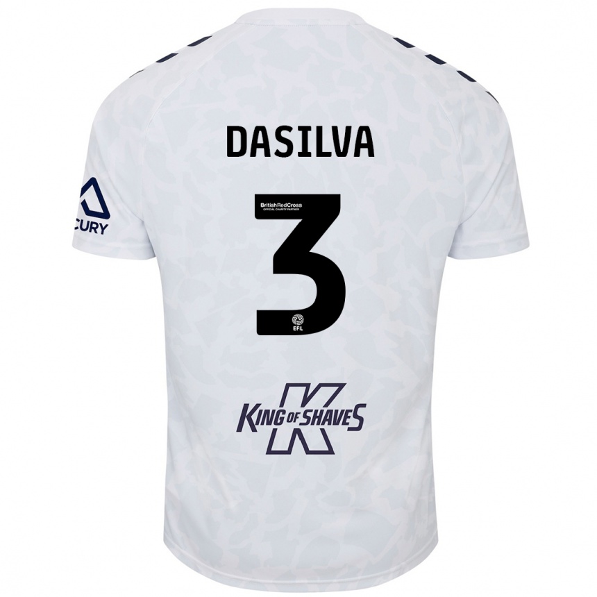 Kinder Fußball Jay Dasilva #3 Weiß Auswärtstrikot Trikot 2024/25 T-Shirt Luxemburg