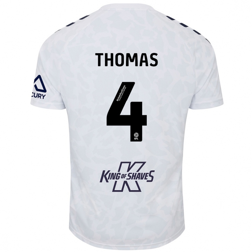 Kinder Fußball Bobby Thomas #4 Weiß Auswärtstrikot Trikot 2024/25 T-Shirt Luxemburg