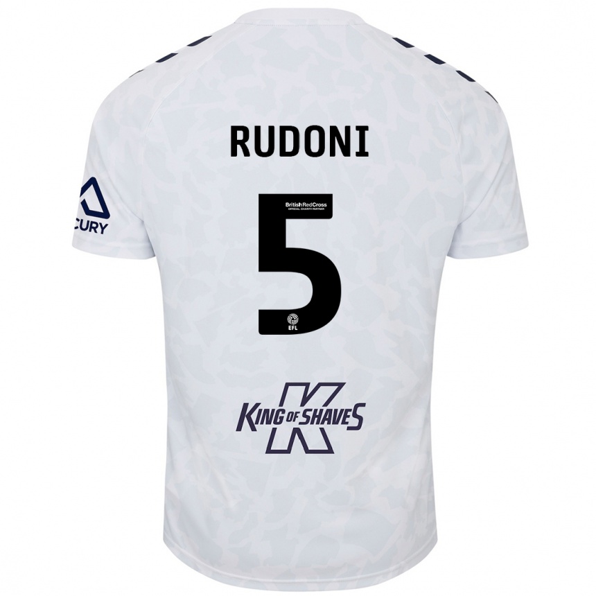 Kinder Fußball Jack Rudoni #5 Weiß Auswärtstrikot Trikot 2024/25 T-Shirt Luxemburg