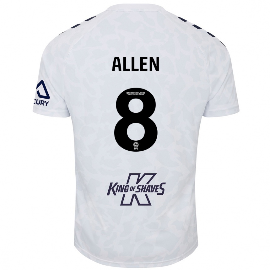 Kinder Fußball Jamie Allen #8 Weiß Auswärtstrikot Trikot 2024/25 T-Shirt Luxemburg