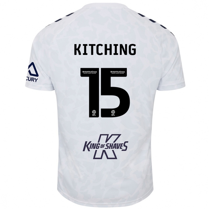 Kinder Fußball Liam Kitching #15 Weiß Auswärtstrikot Trikot 2024/25 T-Shirt Luxemburg