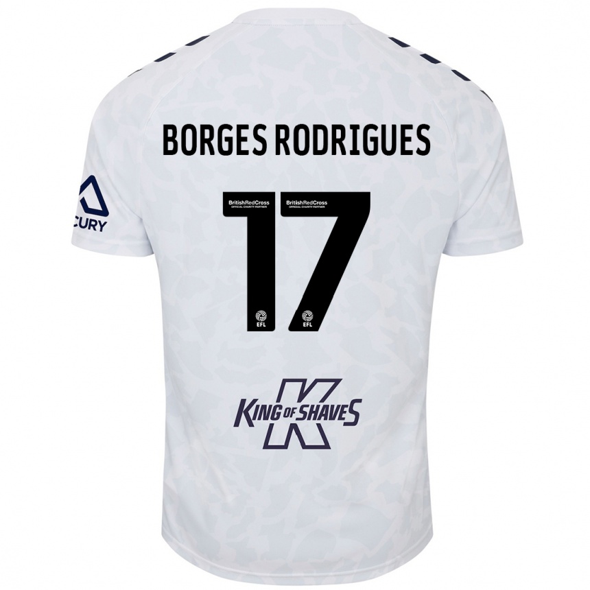 Kinder Fußball Raphael Borges Rodrigues #17 Weiß Auswärtstrikot Trikot 2024/25 T-Shirt Luxemburg