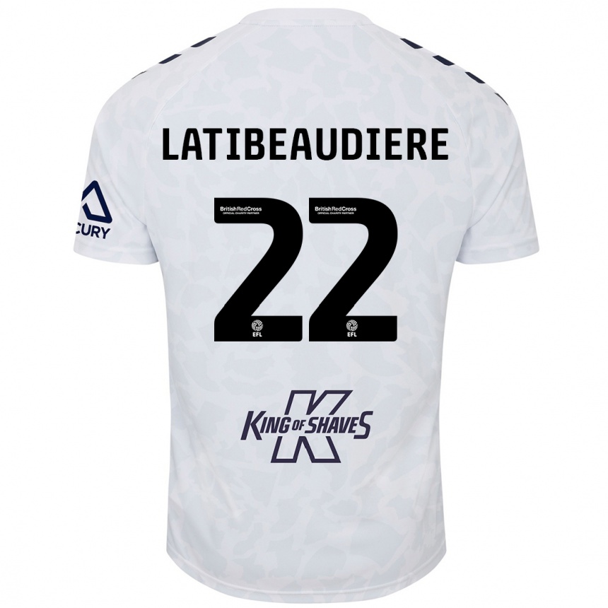 Kinder Fußball Joel Latibeaudiere #22 Weiß Auswärtstrikot Trikot 2024/25 T-Shirt Luxemburg