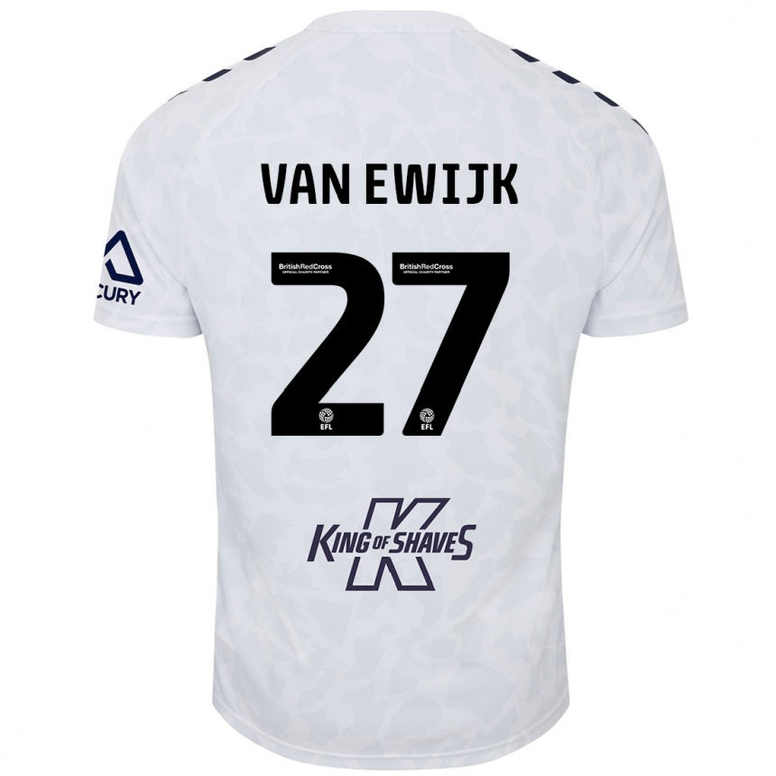 Kinder Fußball Milan Van Ewijk #27 Weiß Auswärtstrikot Trikot 2024/25 T-Shirt Luxemburg