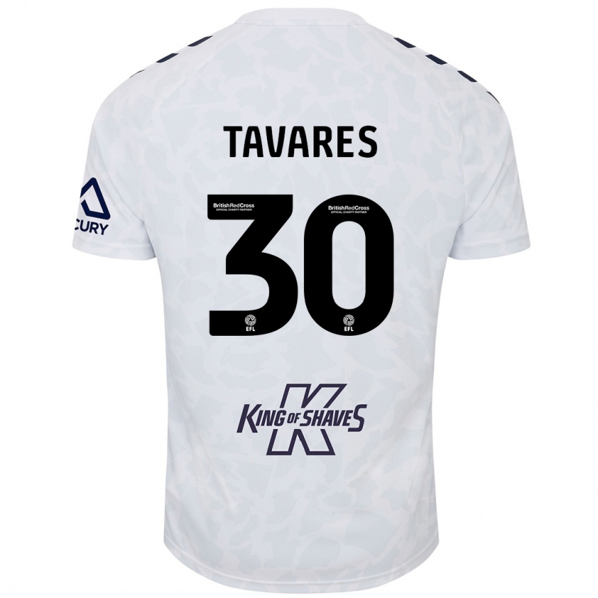 Kinder Fußball Fábio Tavares #30 Weiß Auswärtstrikot Trikot 2024/25 T-Shirt Luxemburg