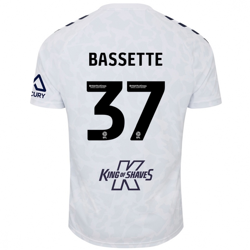 Kinder Fußball Norman Bassette #37 Weiß Auswärtstrikot Trikot 2024/25 T-Shirt Luxemburg