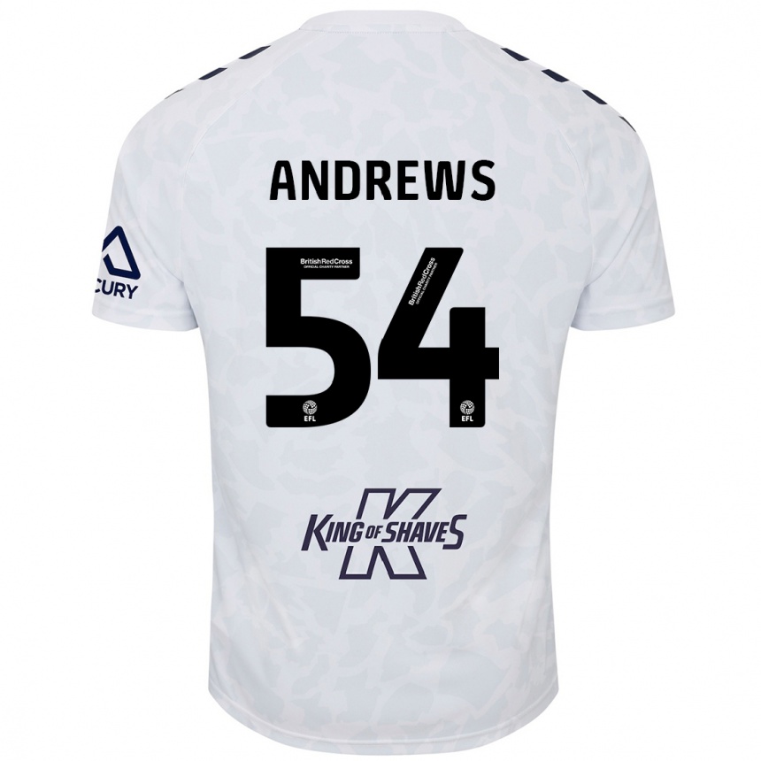 Kinder Fußball Kai Andrews #54 Weiß Auswärtstrikot Trikot 2024/25 T-Shirt Luxemburg