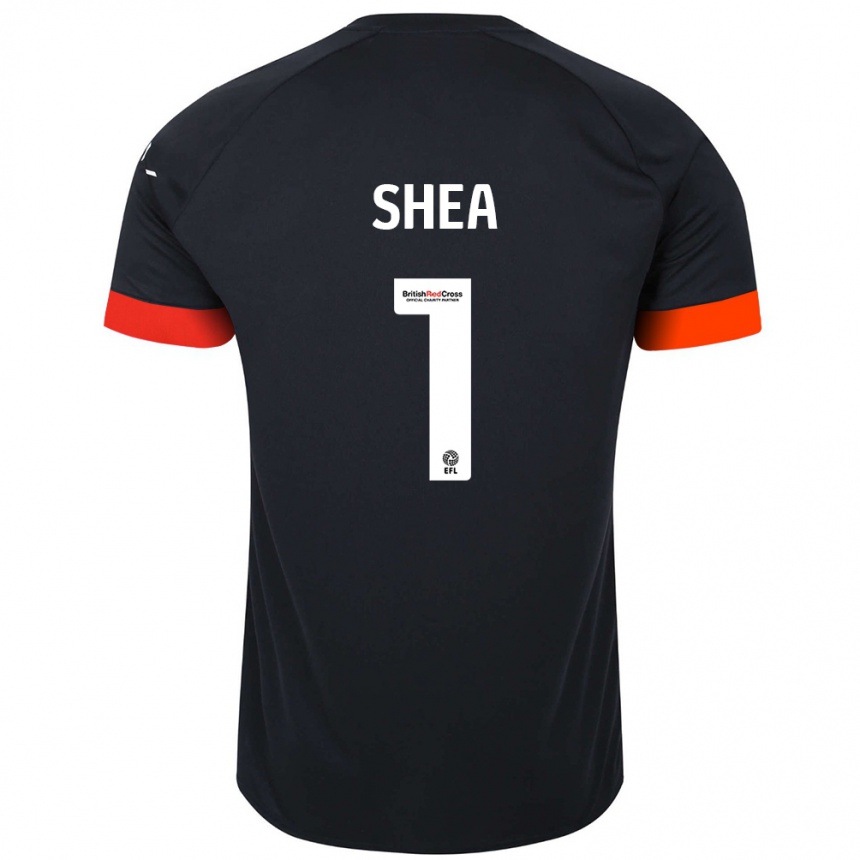 Kinder Fußball James Shea #1 Schwarz Orange Auswärtstrikot Trikot 2024/25 T-Shirt Luxemburg