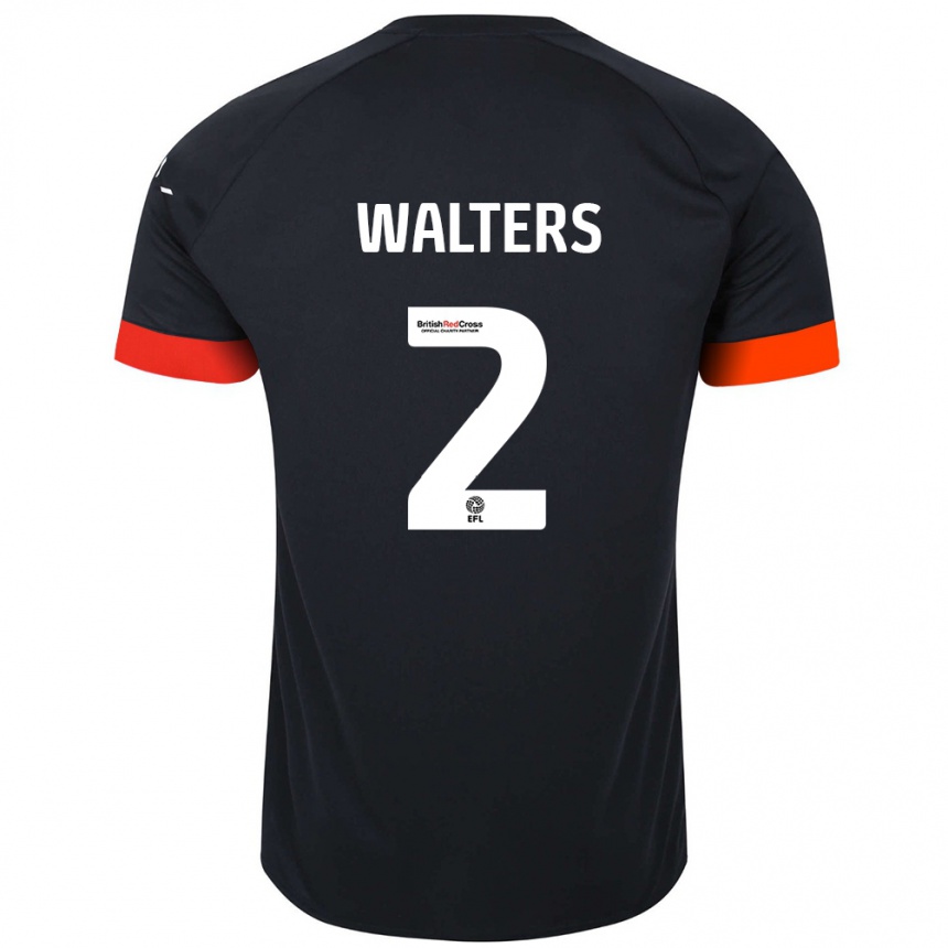 Kinder Fußball Reuell Walters #2 Schwarz Orange Auswärtstrikot Trikot 2024/25 T-Shirt Luxemburg