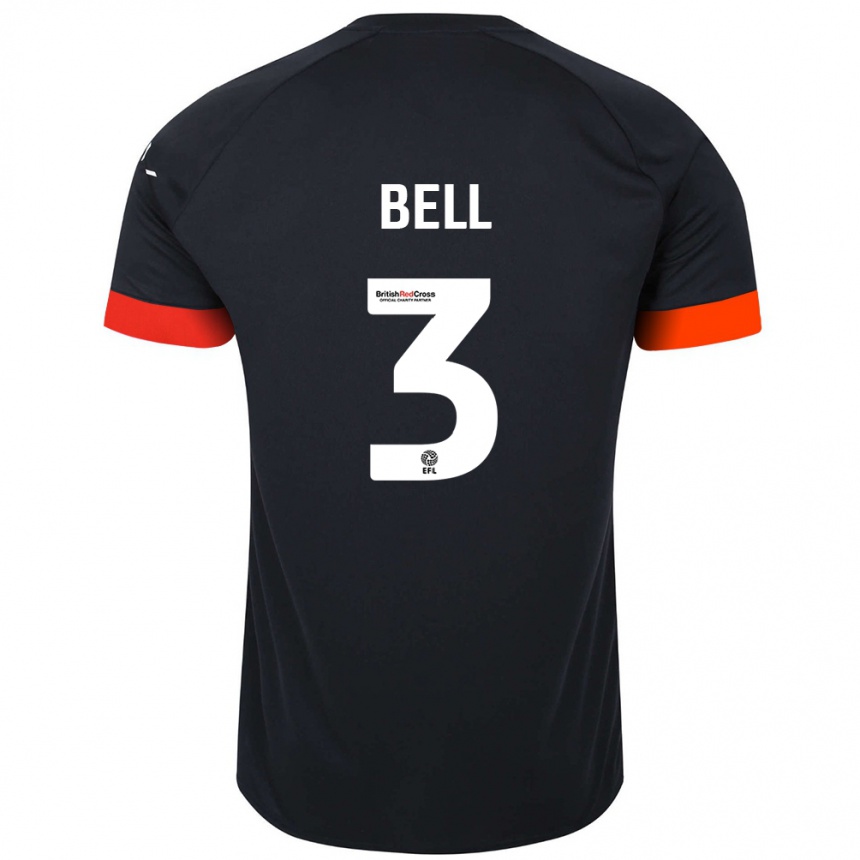 Kinder Fußball Amari'i Bell #3 Schwarz Orange Auswärtstrikot Trikot 2024/25 T-Shirt Luxemburg