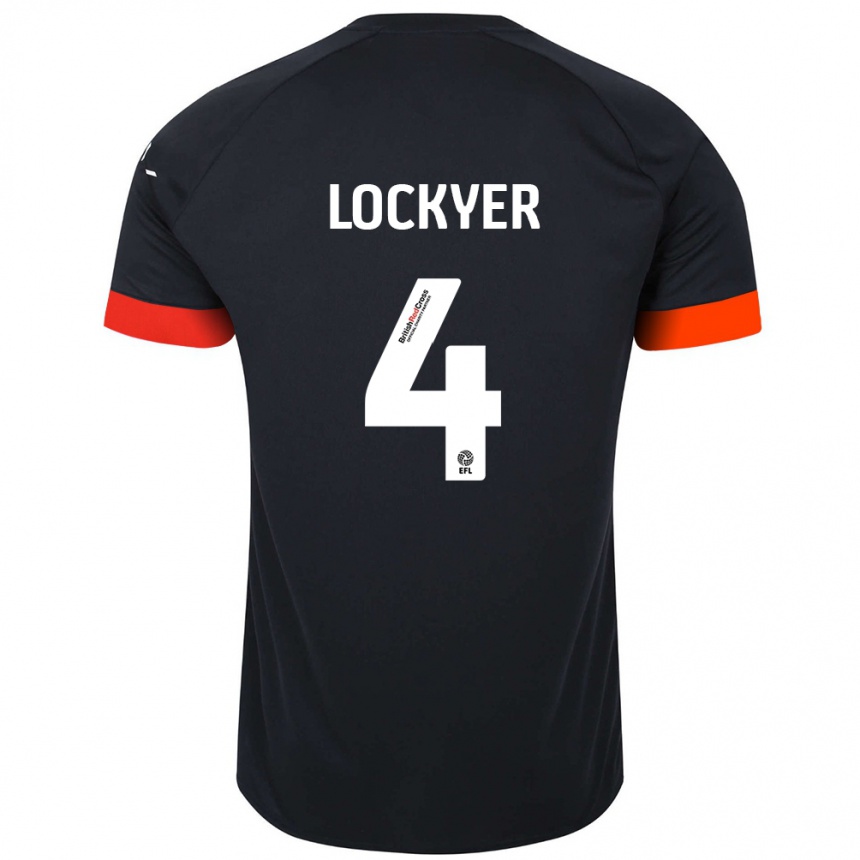 Kinder Fußball Tom Lockyer #4 Schwarz Orange Auswärtstrikot Trikot 2024/25 T-Shirt Luxemburg