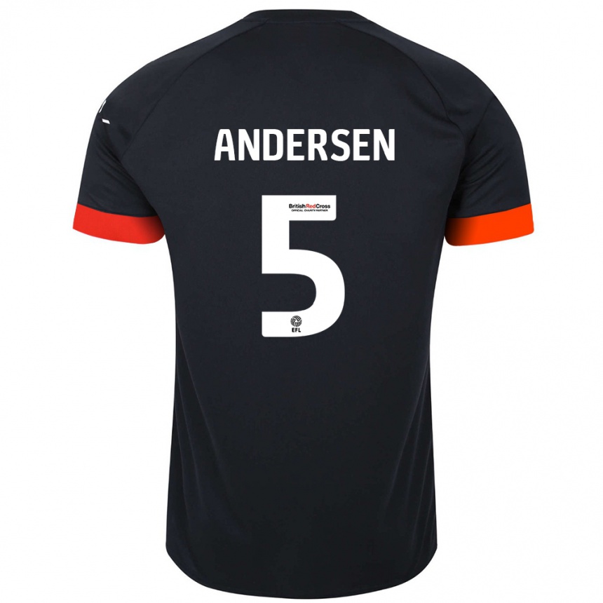 Kinder Fußball Mads Andersen #5 Schwarz Orange Auswärtstrikot Trikot 2024/25 T-Shirt Luxemburg