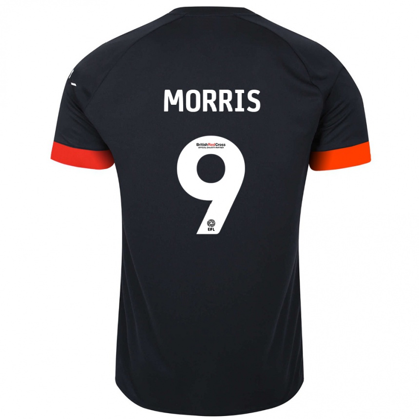 Kinder Fußball Carlton Morris #9 Schwarz Orange Auswärtstrikot Trikot 2024/25 T-Shirt Luxemburg