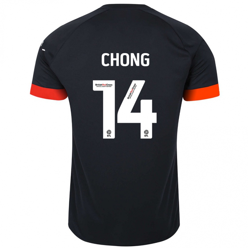 Kinder Fußball Tahith Chong #14 Schwarz Orange Auswärtstrikot Trikot 2024/25 T-Shirt Luxemburg