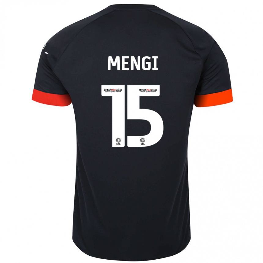 Kinder Fußball Teden Mengi #15 Schwarz Orange Auswärtstrikot Trikot 2024/25 T-Shirt Luxemburg