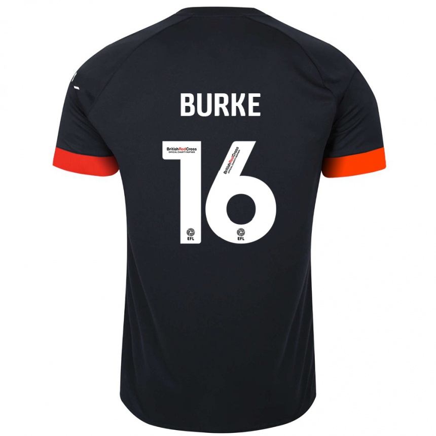 Kinder Fußball Reece Burke #16 Schwarz Orange Auswärtstrikot Trikot 2024/25 T-Shirt Luxemburg