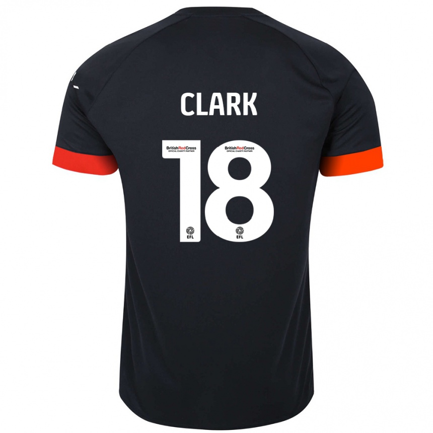 Kinder Fußball Jordan Clark #18 Schwarz Orange Auswärtstrikot Trikot 2024/25 T-Shirt Luxemburg