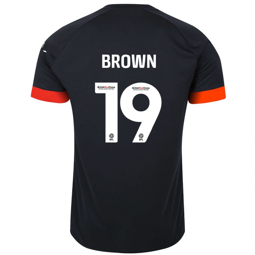 Kinder Fußball Jacob Brown #19 Schwarz Orange Auswärtstrikot Trikot 2024/25 T-Shirt Luxemburg