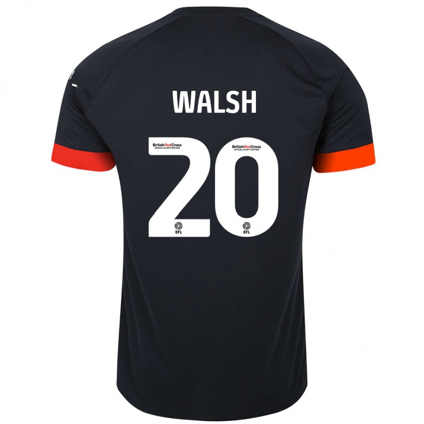 Kinder Fußball Liam Walsh #20 Schwarz Orange Auswärtstrikot Trikot 2024/25 T-Shirt Luxemburg