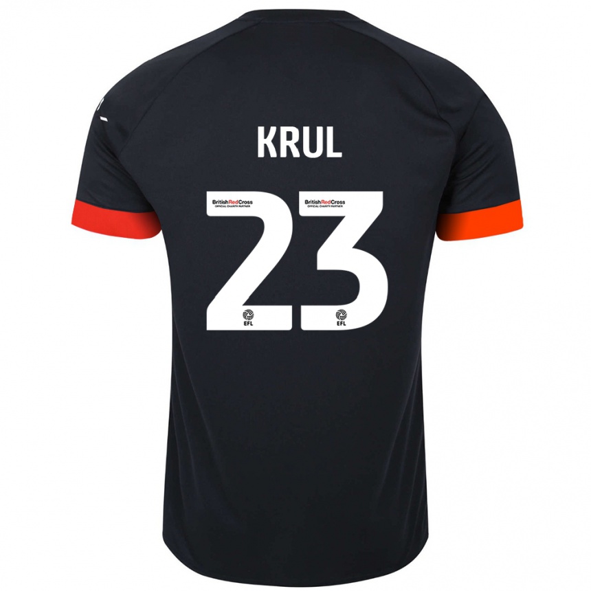 Kinder Fußball Tim Krul #23 Schwarz Orange Auswärtstrikot Trikot 2024/25 T-Shirt Luxemburg