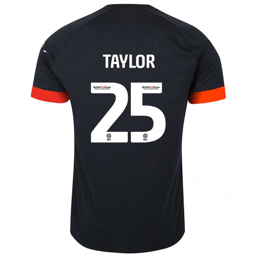 Kinder Fußball Joe Taylor #25 Schwarz Orange Auswärtstrikot Trikot 2024/25 T-Shirt Luxemburg