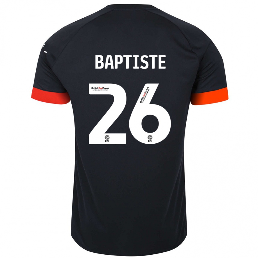 Kinder Fußball Shandon Baptiste #26 Schwarz Orange Auswärtstrikot Trikot 2024/25 T-Shirt Luxemburg