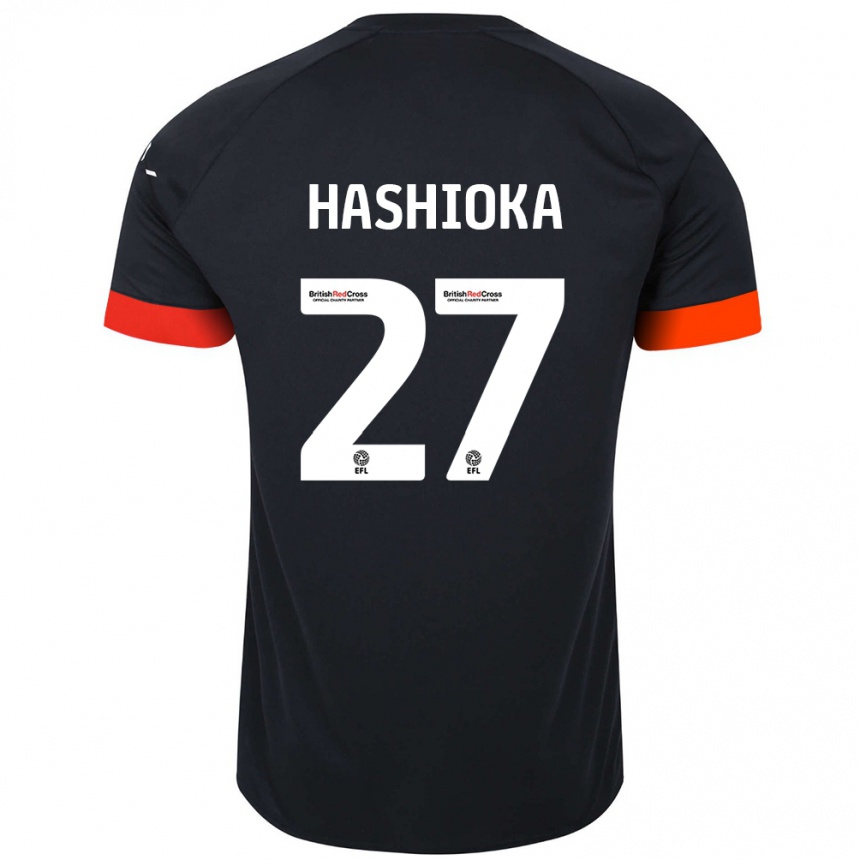 Kinder Fußball Daiki Hashioka #27 Schwarz Orange Auswärtstrikot Trikot 2024/25 T-Shirt Luxemburg