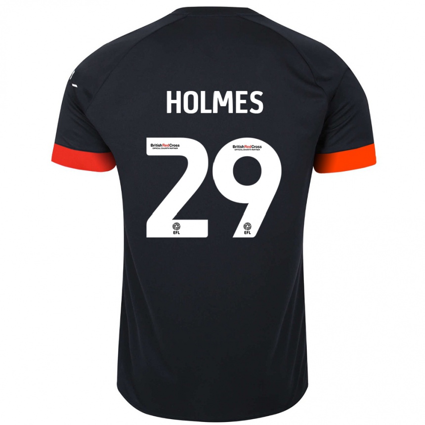 Kinder Fußball Tom Holmes #29 Schwarz Orange Auswärtstrikot Trikot 2024/25 T-Shirt Luxemburg