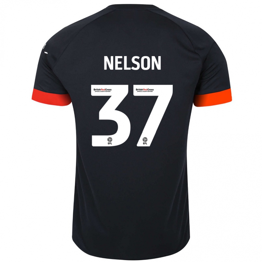 Kinder Fußball Zack Nelson #37 Schwarz Orange Auswärtstrikot Trikot 2024/25 T-Shirt Luxemburg