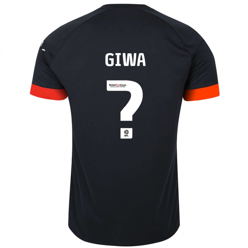 Kinder Fußball Tyrell Giwa #0 Schwarz Orange Auswärtstrikot Trikot 2024/25 T-Shirt Luxemburg