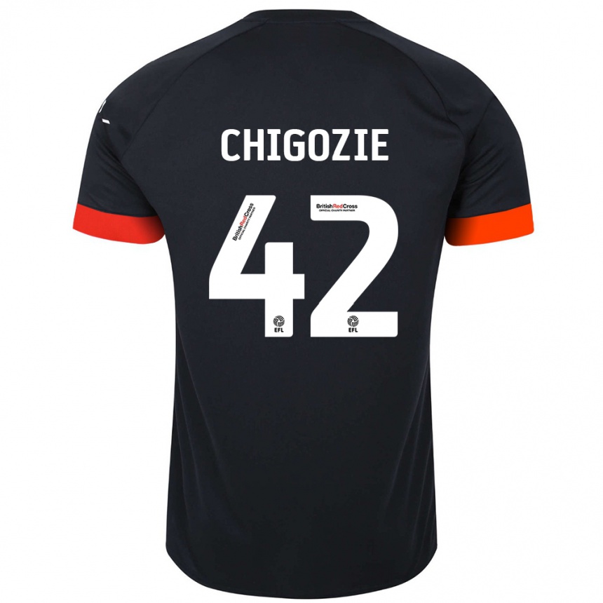 Kinder Fußball Christian Chigozie #42 Schwarz Orange Auswärtstrikot Trikot 2024/25 T-Shirt Luxemburg