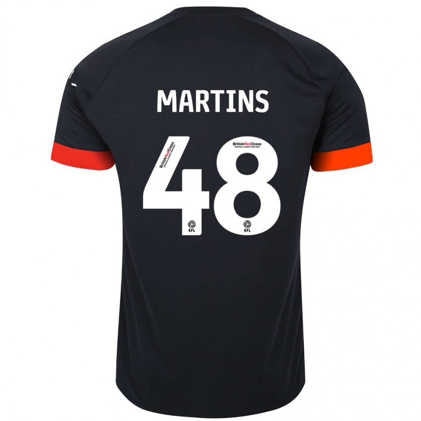 Kinder Fußball Dominic Dos Santos Martins #48 Schwarz Orange Auswärtstrikot Trikot 2024/25 T-Shirt Luxemburg