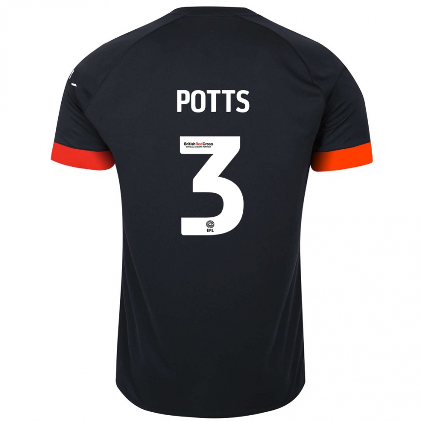 Kinder Fußball Dan Potts #3 Schwarz Orange Auswärtstrikot Trikot 2024/25 T-Shirt Luxemburg