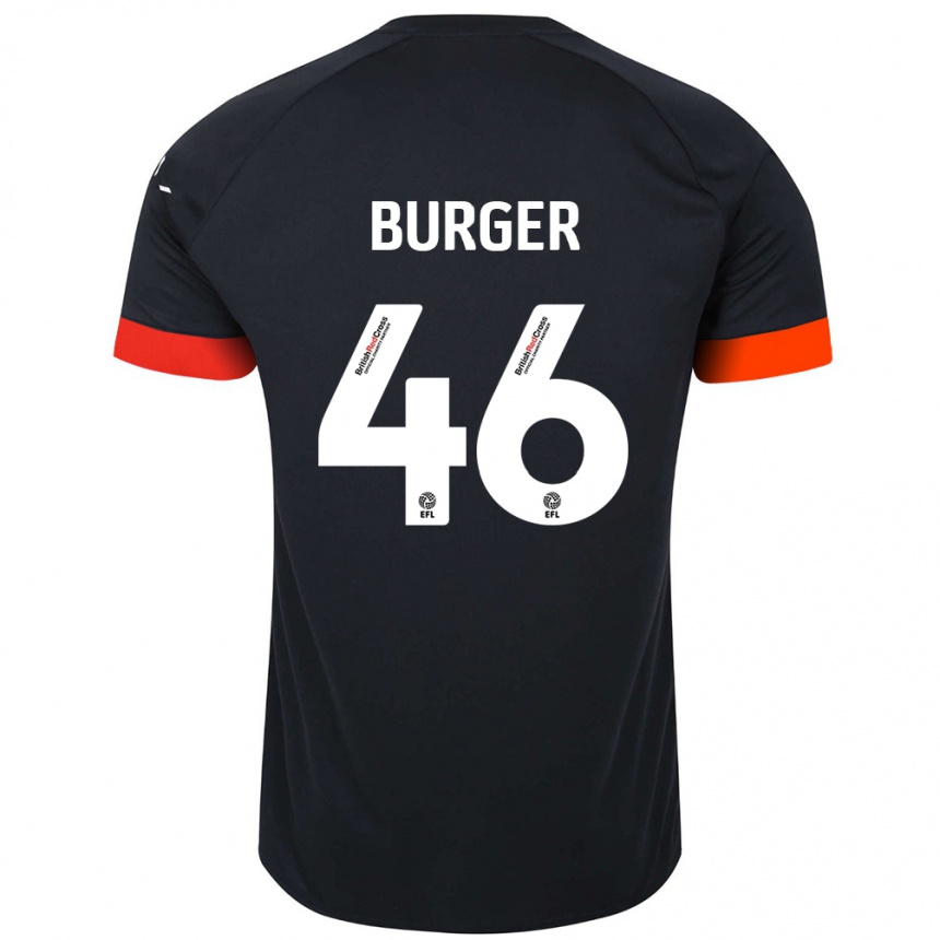 Kinder Fußball Jake Burger #46 Schwarz Orange Auswärtstrikot Trikot 2024/25 T-Shirt Luxemburg